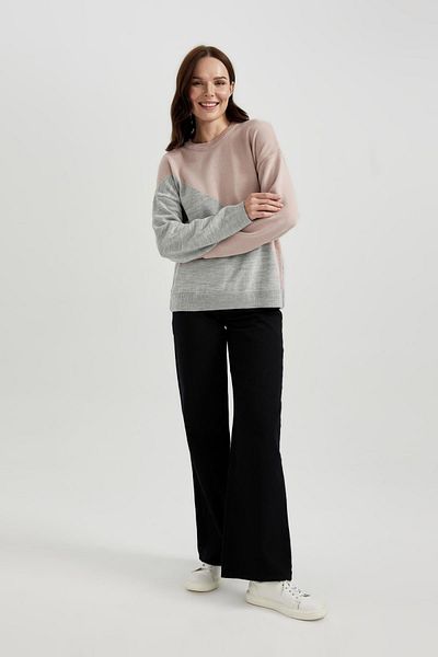DeFacto Pulover cu decolteu elastic Relax Fit Color Block B5215ax23wn