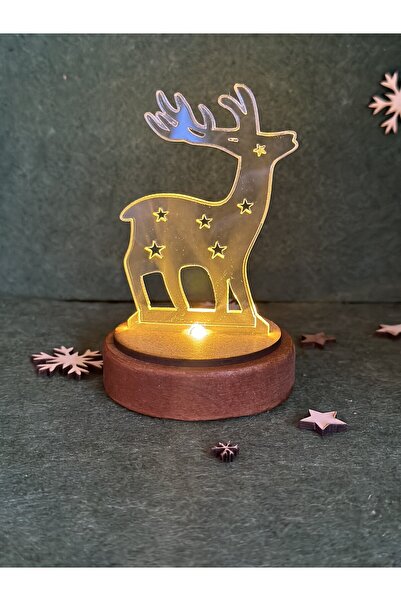 Elfora Illuminated Reindeer Globe Wooden Base 3D Deer Gift New Year Merry Chr...