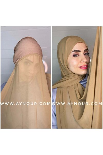 aynour Ready Practical Pipe Bonnet Chiffon Shawl