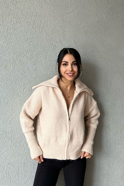 Seda Yalçın Atelier Cream Knitwear Zippered Cardigan