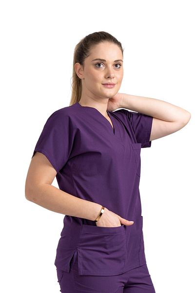 Class Üniforma Un singur top Dark Plum Lycra Unisex Medical Asistentă și Doctor Uniforme Chirurgie Îmbrăcăminte