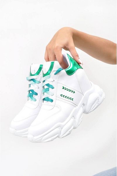 Lady adidași cu pană interioară alb-verde de damă