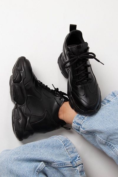 Lady adidași negri mat cu toc înalt pentru femei