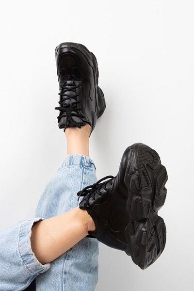 Lady adidași negri mat cu toc înalt pentru femei