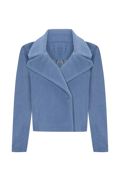 PleasureOfSilk Palton crop de pluș cu blană