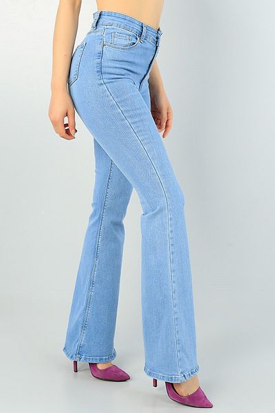 TugsatTasarTekstil Pantaloni de blugi pentru femei Sofia Ice Blue, cu talie foarte înaltă, cu picior spaniol