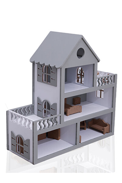 Özka Hobi Ahşap Özka Boyalı Barbie Evi( Ham Aksesuarlı)