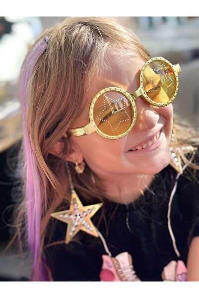 QUEEN AKSESUAR Gold 90S Women's Children's Glasses - New Year's Birthday Party