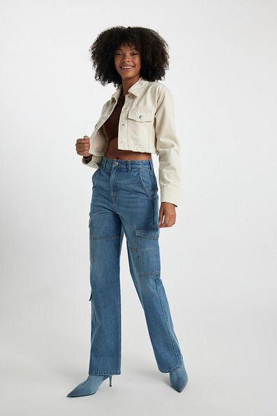 DeFacto Oversize Wide Fit Crop Gabardine Shirt Jacket B4208Ax23Au