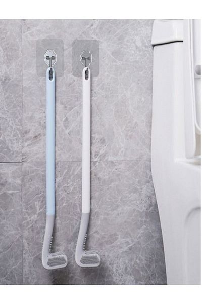 mrtbilisim فرشاة تنظيف وعاء المرحاض المصنوعة من السيليكون بتصميم الجولف ومجموعة حامل + شماعة