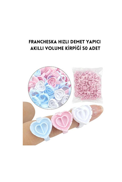 Francheska 50 Adet ipek Kirpik Demet Tutucu Kolay Volüm Yüzüğü KOLAY-VOLÜME-Y...