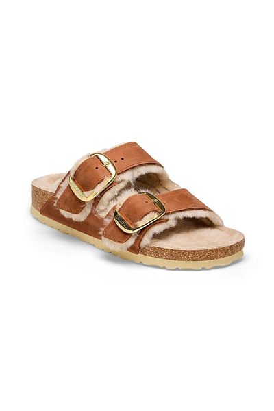 Birkenstock Birkenstock Arizona Big Buckle Shearling Leoi Women's Brown Slippers1025441-20087
