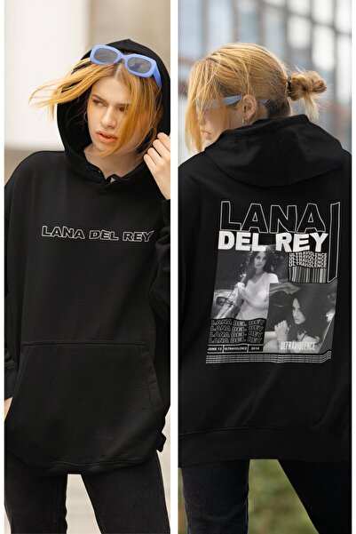 Fuddy Moda Lana Del Rey Back Štampano Sa kapuljačom Dukserica, unisex Oversiz...