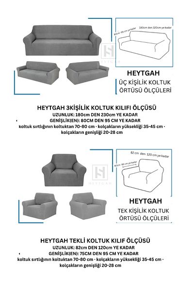 HEYTGAH Flexible and Washable Bamboo Sofa Cover - 311 Lycra, Stretch Elastic, Gray Pitikare