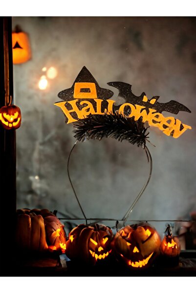 Happyland قبعة ساحرة مكتوبة على شكل تاج الخفاش للهالوين، تاج حفلات الهالوين مفصل