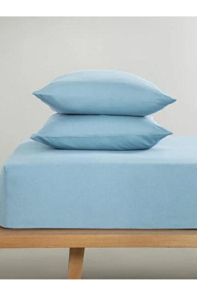 Minteks Blue Fitted Sheet Set Double