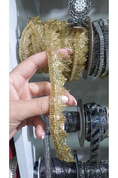 ESRA ŞELEM Iron-On Gold Color Decorative Strip