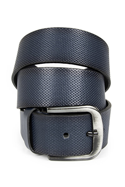 DeepSEA Ανδρική ζώνη με μοτίβο μπλέ μπλέ με σιδερένια πόρπη 2305574