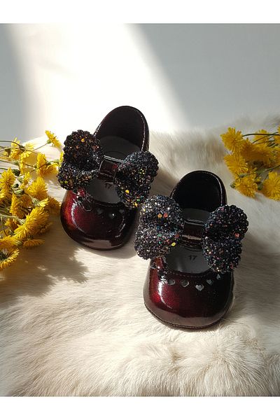Hodore Alice Patent Leather Stoned Claret Red Leather Moccasin
