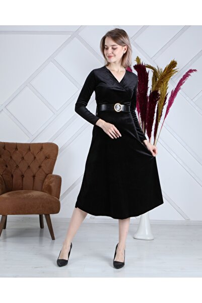 Apple Cix Εισαγόμενο βελούδινο φόρεμα Midi (ΜΕ ΖΩΝΗ)