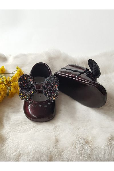 Hodore Alice Patent Leather Stoned Claret Red Leather Moccasin