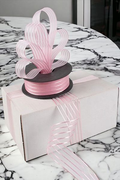 Prestij Boncuk Chiffon Pink Ribbon 2.5 Cm Ribbon 20 Meters