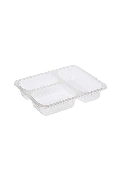 Genel Markalar Özge - 3 Bölmeli Film Yapıştırmalı Gıda Kabı Şeffaf - 400'lü