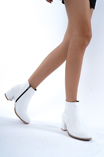 salto ayakkabı Kadın Beyaz Topuklu Bot