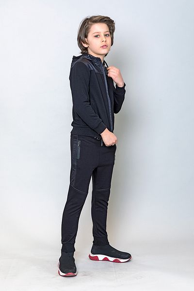 incity Черен суитшърт с качулка и цип за момче