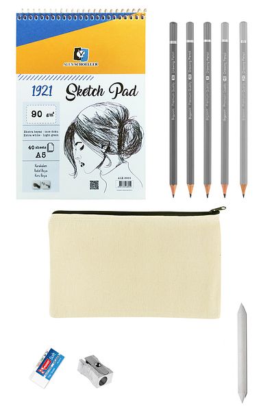 ACUTO Alex Schoeller A5 Sketchbook 5-Grade Pencil Sketching Paintable Sketch Set with Cloth Bag