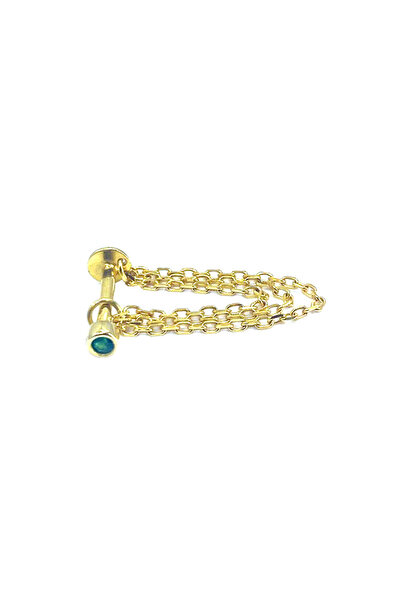 La femme by begum Yeşil Tektaş Üç Sıra Zincir Önden Döndürmeli Gold 925 Ayar ...