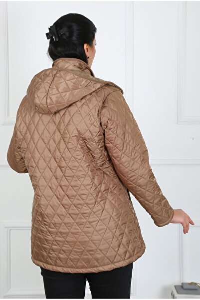 By Alba Collection Γυναικείο παλτό Baklava Slice Quilted Plus Size Mink