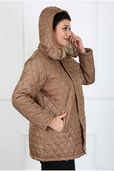 By Alba Collection Γυναικείο παλτό Baklava Slice Quilted Plus Size Mink