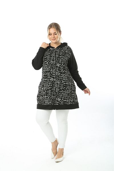 MODA LİZZA LARGE SIZE HOODED ZIPPERED WOMEN'S TUNIC