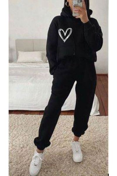 Modern Moda Φόρμα oversize μαύρη μοντέρνα στάμπα