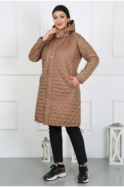 By Alba Collection Γυναικείο Mink Long Diamond Slice Καπιτονέ Plus Size