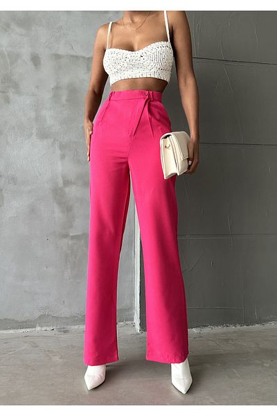 GALAVİP Women's Palazzo Trousers Atlas Fabric