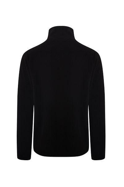 Huğlu Black Color Two Pockets Full Zippered Fleece Cardigan
