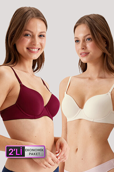 Pierre Cardin Pachet de 2 sutien micro-tricou cu sârmă cu lentile 6804, roșu perlat, neconfortat