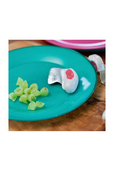 DODDL Pink Magenta and Silicone Twin Plate Fork Spoon Knife Set