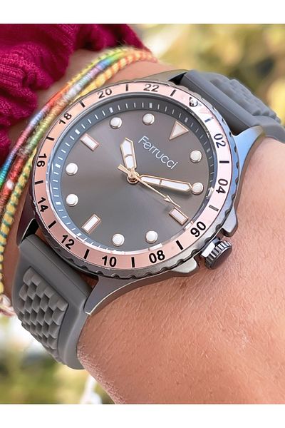 Ferrucci FERRUCCİ SILICONE CORD WOMEN'S WRISTWATCH+LUCK BRACELET WITH GIFT
