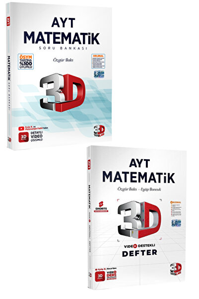 3D Yayınları Ayt Matematik Soru Bankası - Ayt Matematik Video Destekli Defter...