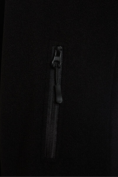 Huğlu Siyah Renk Iki Cepli Tam Fermuarlı Polar Hırka