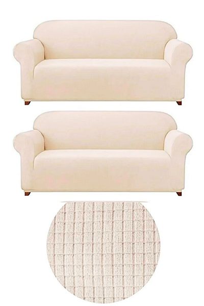 FurkanTicaret 3 3-Person Lycra Sofa Cover - Washable Non-Pulling and Non-Fading