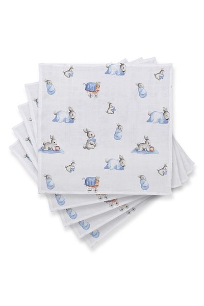 DEUX LAPINS 100% Cotton Muslin Baby Shoulder Diapers - 5-Piece Bébé Lapin