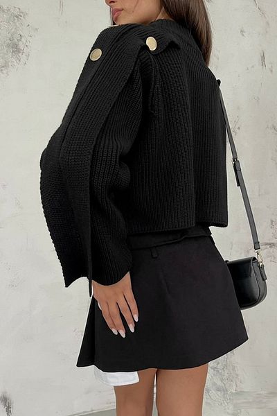 vuvutasarım Pulover oversize pentru femei sezon nou - Detaliu nasturi, BLCKF23W16028