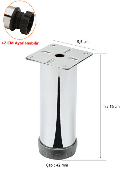 ŞENEL Yapı Market 15 Cm Metal Mobilya Kanepe Baza Koltuk Metal Destek Ayağı A...