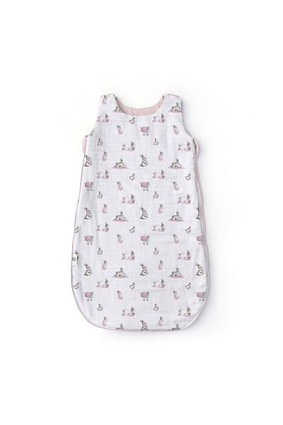 DEUX LAPINS 0-6 Months Baby Muslin Winter Sleeping Bag - 100% Cotton, 1.85 Tog, Bébe Lapin Rose
