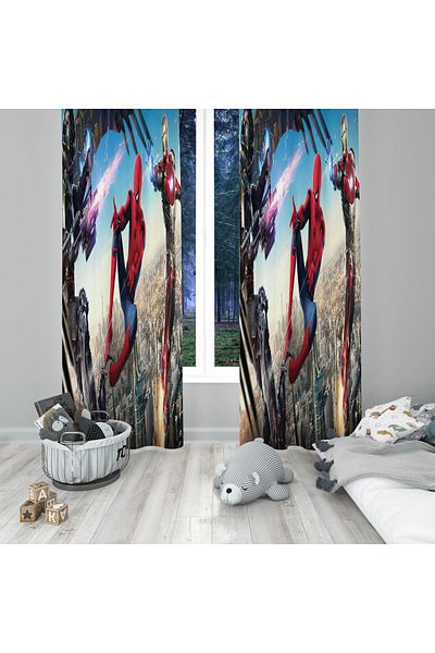 ALBANHOME Alban Home Digital Printing Children's Room Double Wing Background Curtain Spiderman