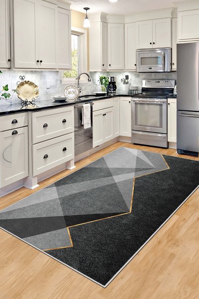 Lavita Home Makinede yıkanabilir kaymaz taban leke tutmaz gri mutfak halısı s...